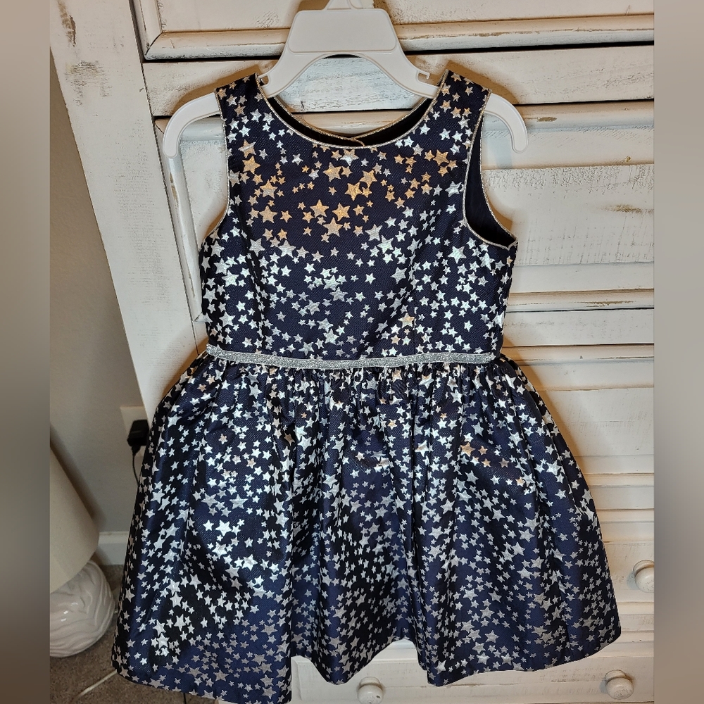 Pippa & Julie Navy Brocade Dress